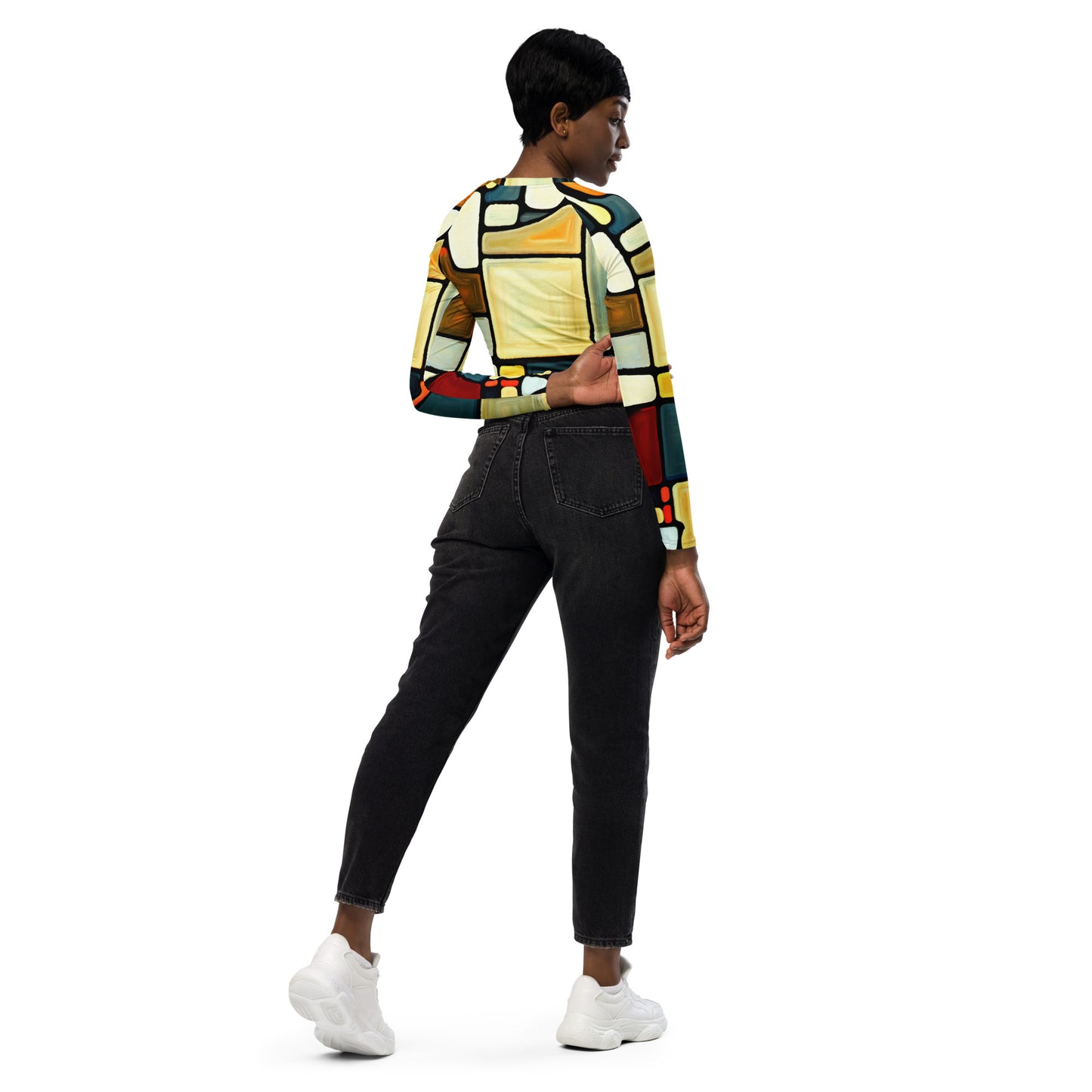 DMV 0117 Abstract Art Recycled long-sleeve crop top