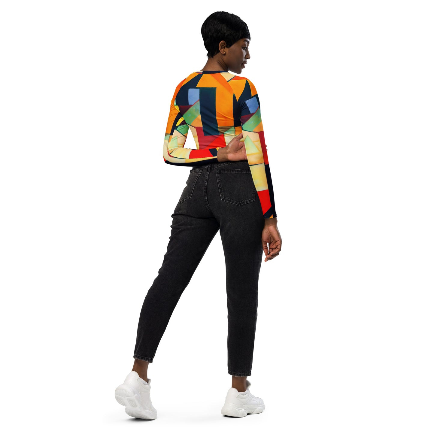 DMV 0096 Abstract Art Recycled long-sleeve crop top