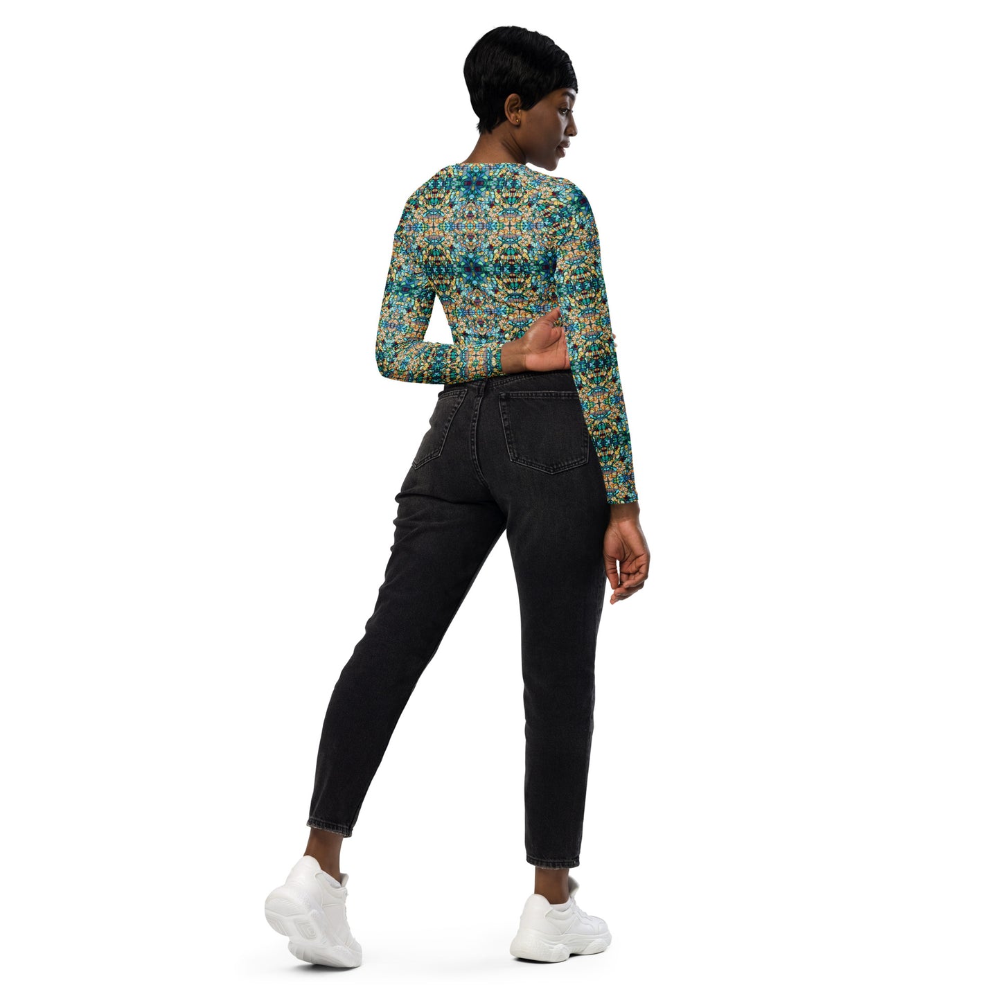 DMV 0254 Chic Boho Recycled long-sleeve crop top