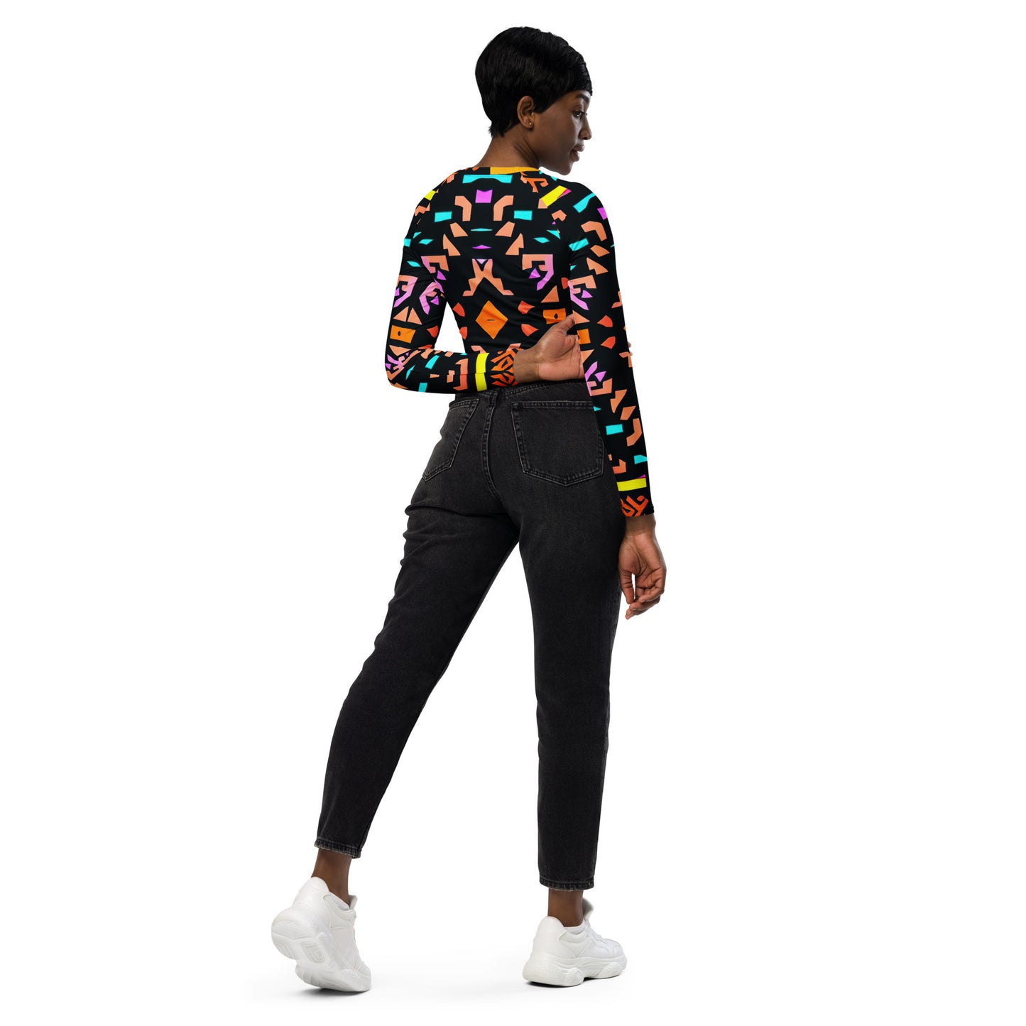 DMV 0147 Boho Recycled long-sleeve crop top