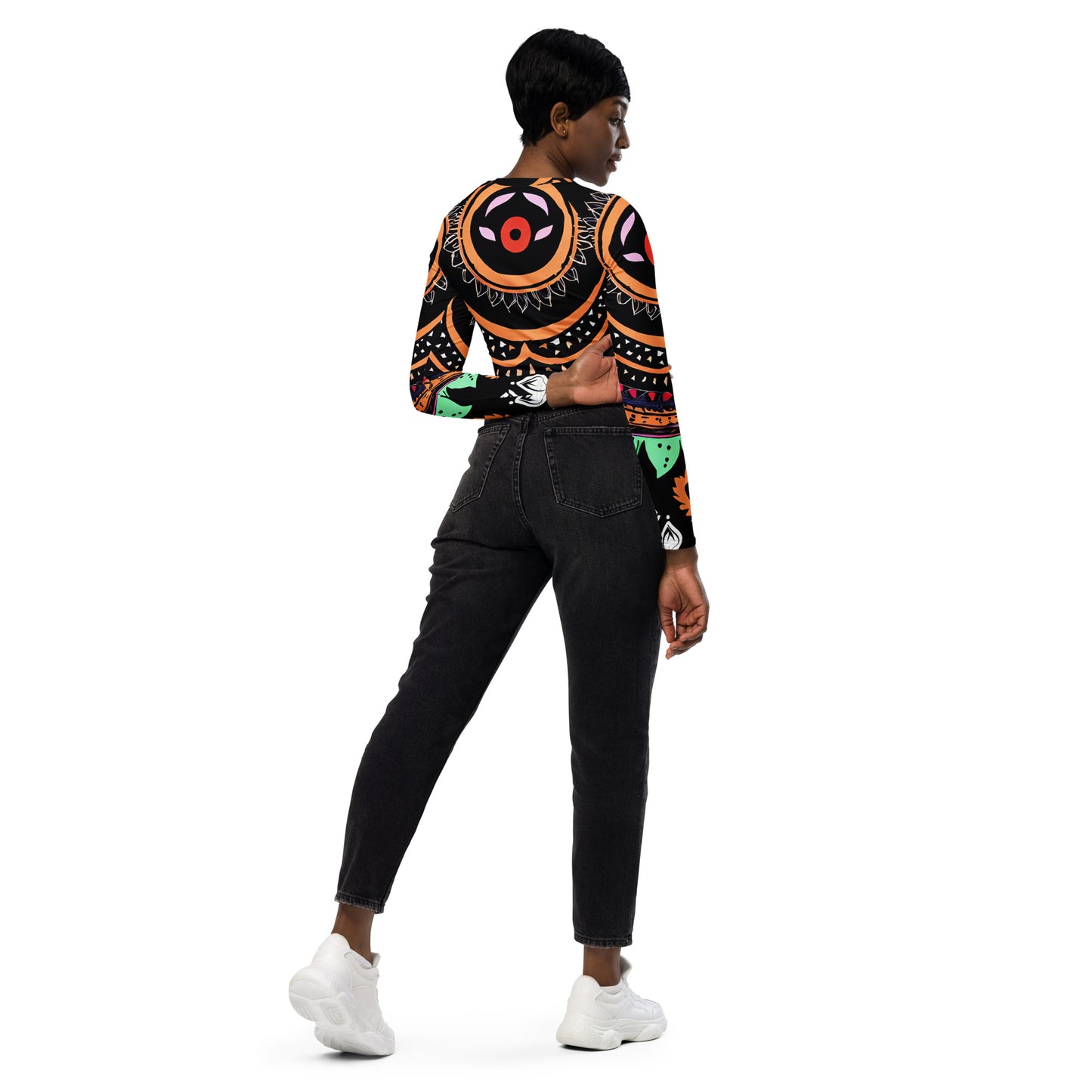 DMV 0180 Boho Recycled long-sleeve crop top