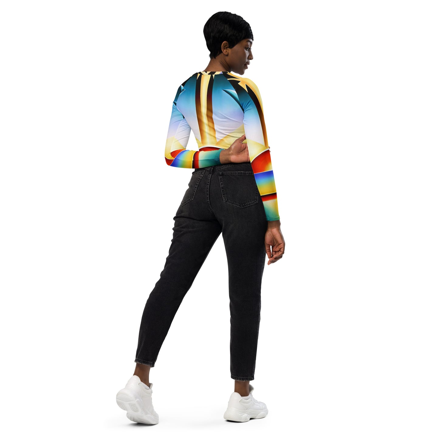 DMV 0262 Retro Art Recycled long-sleeve crop top