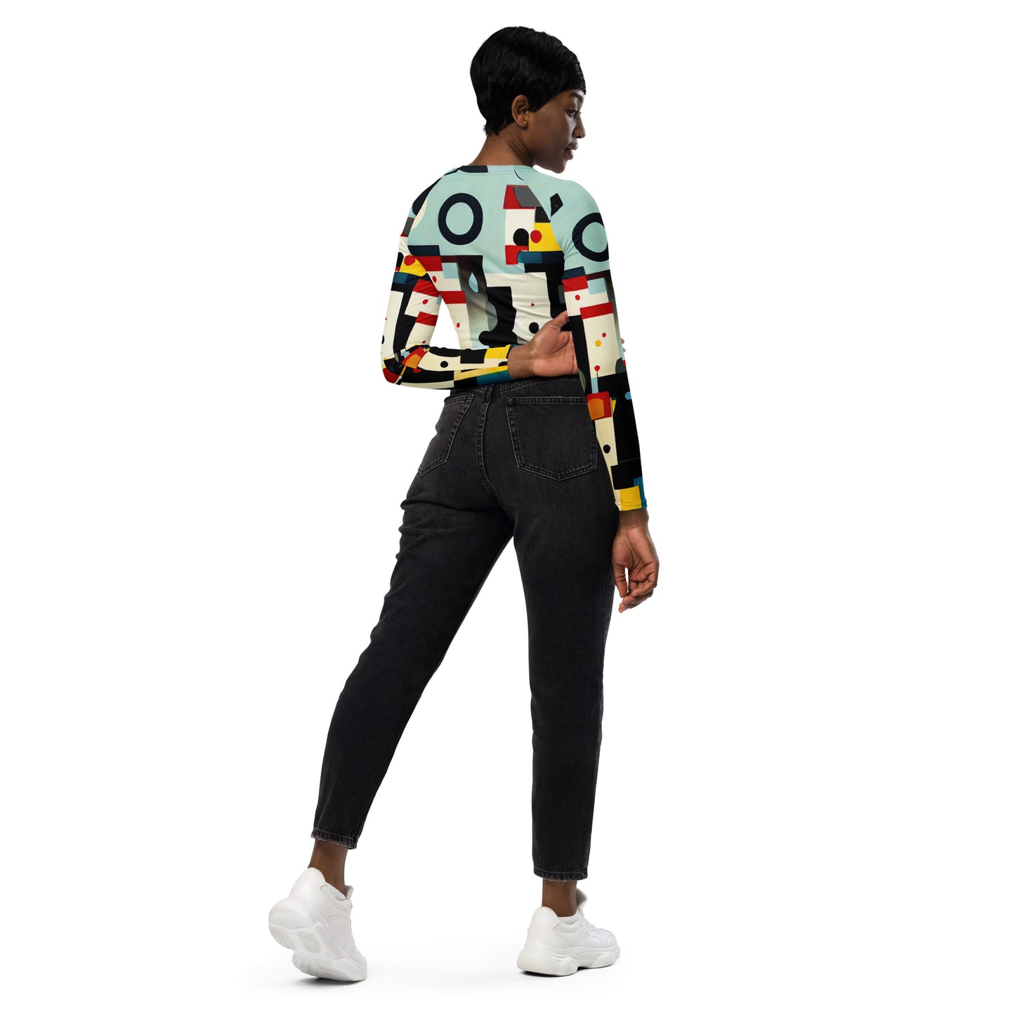 DMV 0152 Retro Art Recycled long-sleeve crop top