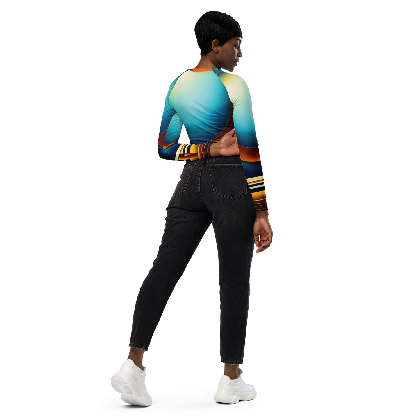 DMV 0151 Retro Art Recycled long-sleeve crop top