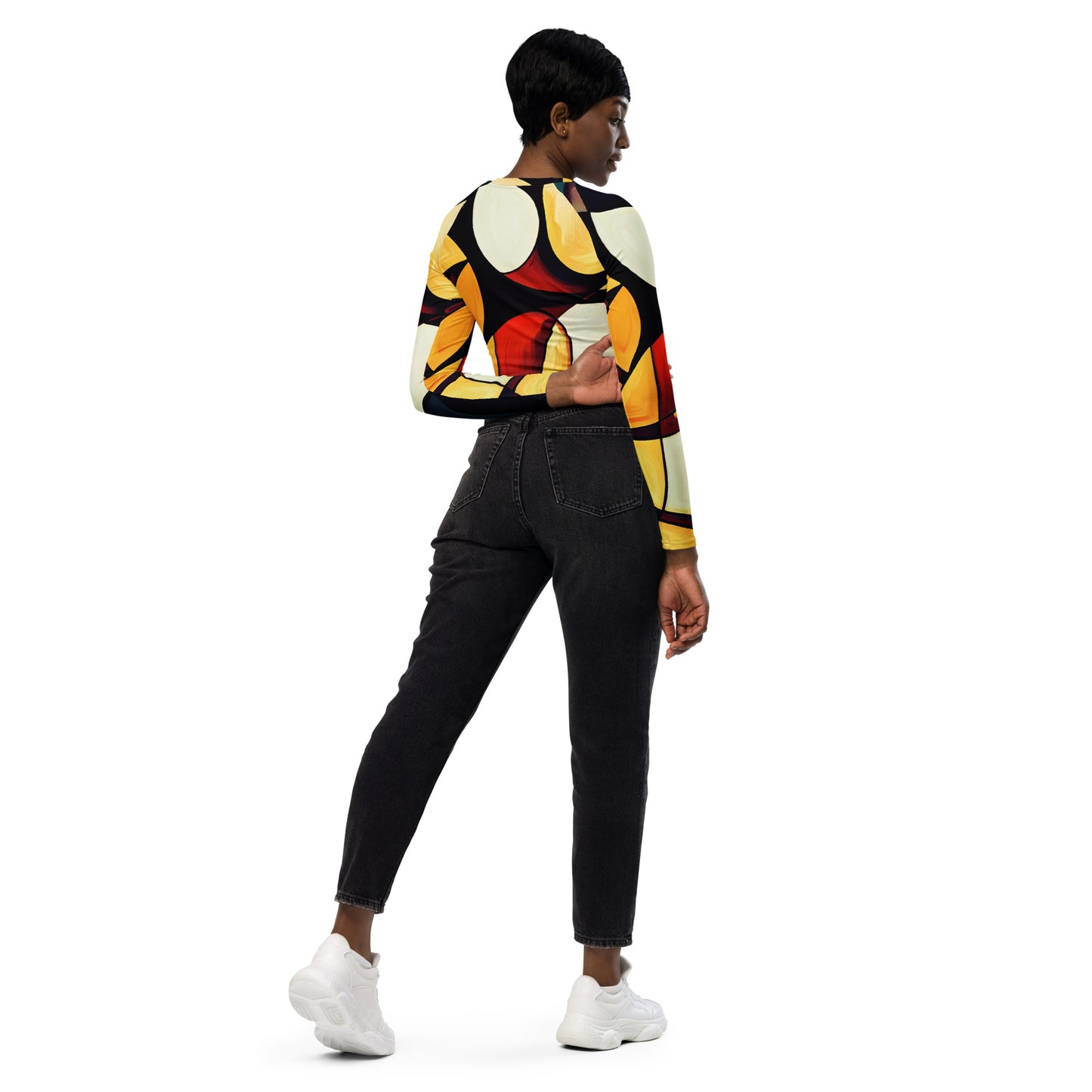 DMV 0195 Retro Art Recycled long-sleeve crop top