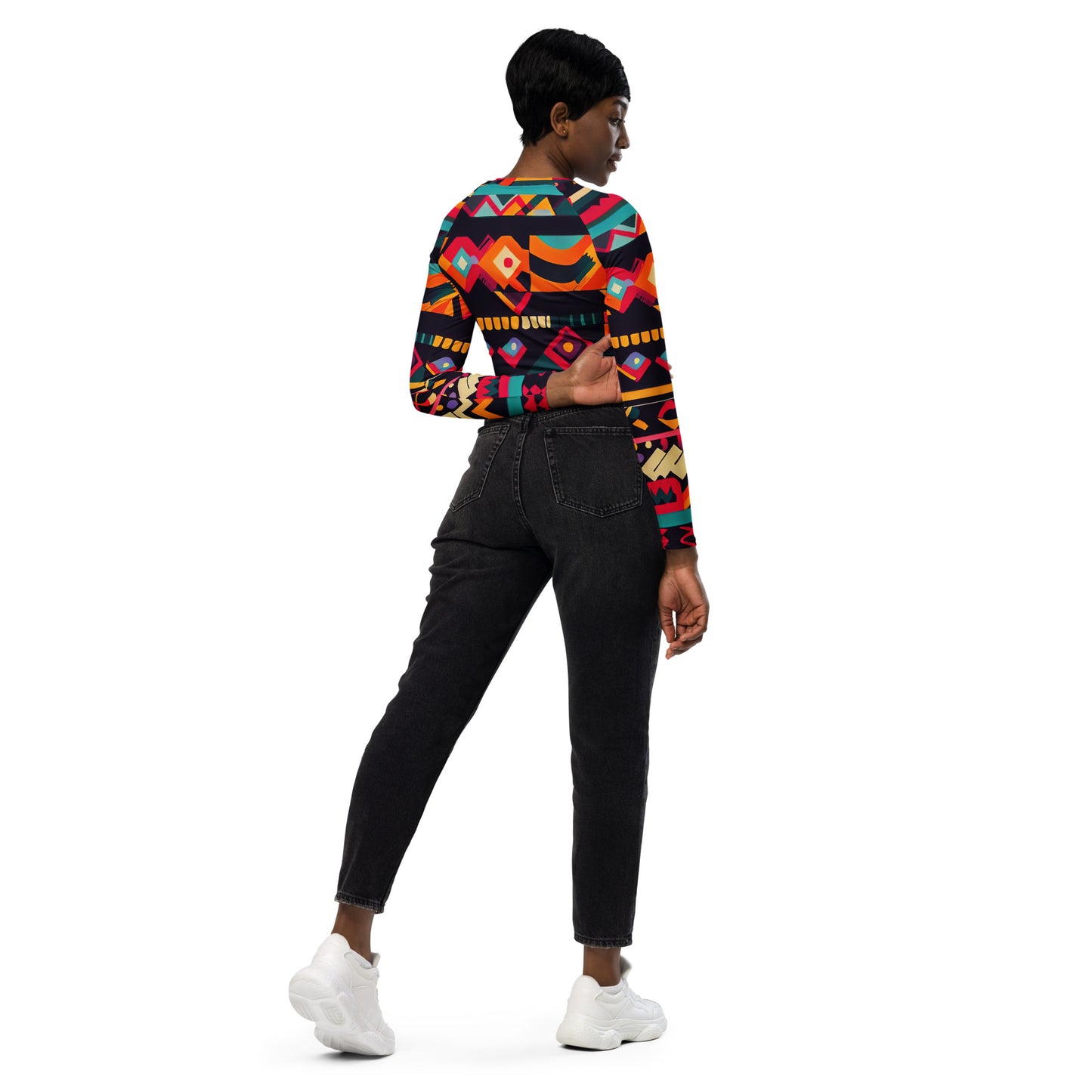 DMV 0409 Boho Recycled long-sleeve crop top