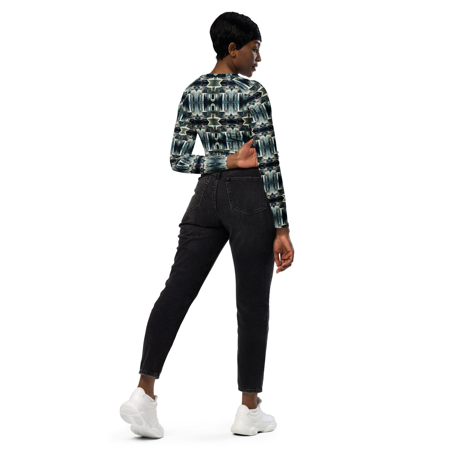 DMV 0414 Conceptual Artsy Recycled long-sleeve crop top