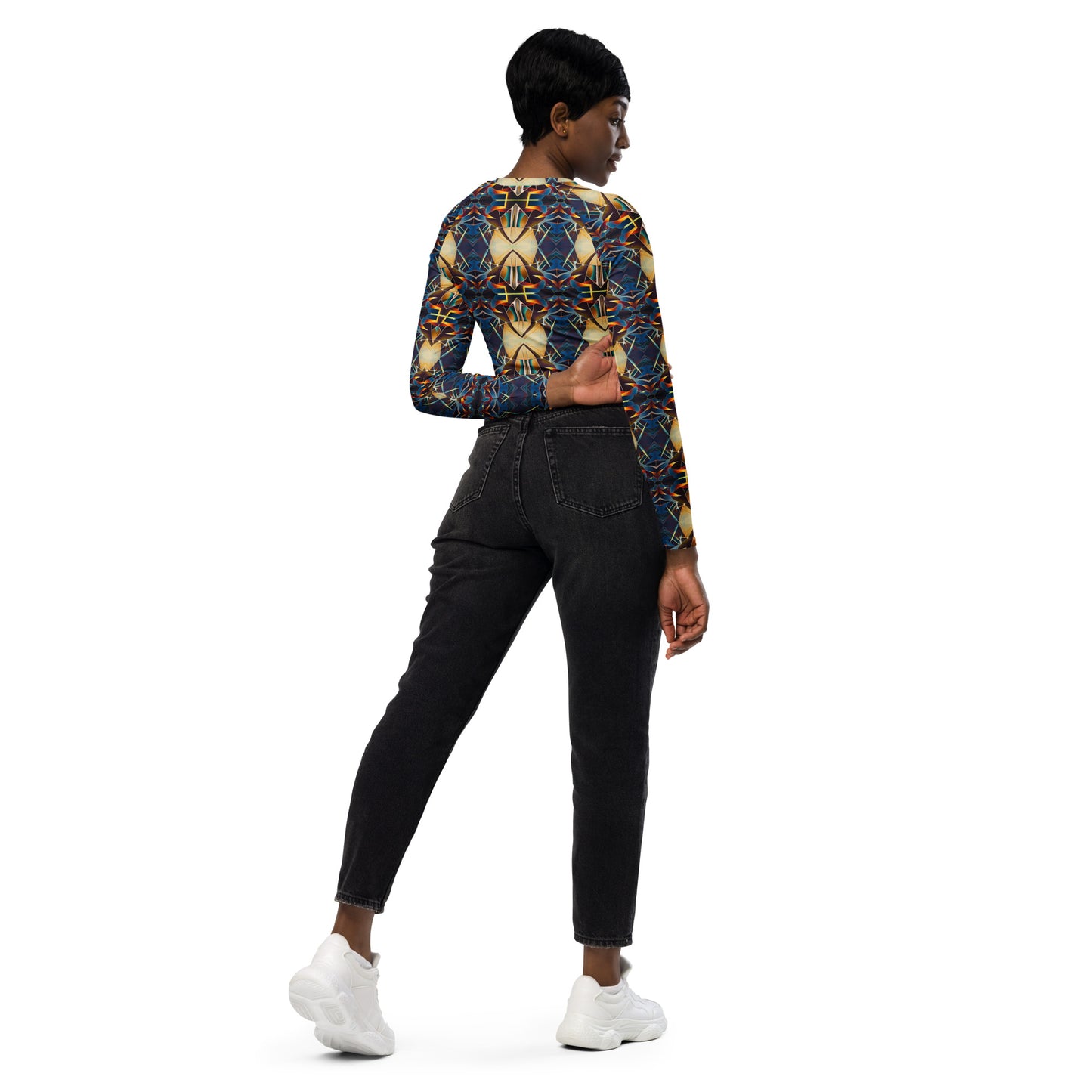 DMV 0406 Conceptual Artsy Recycled long-sleeve crop top