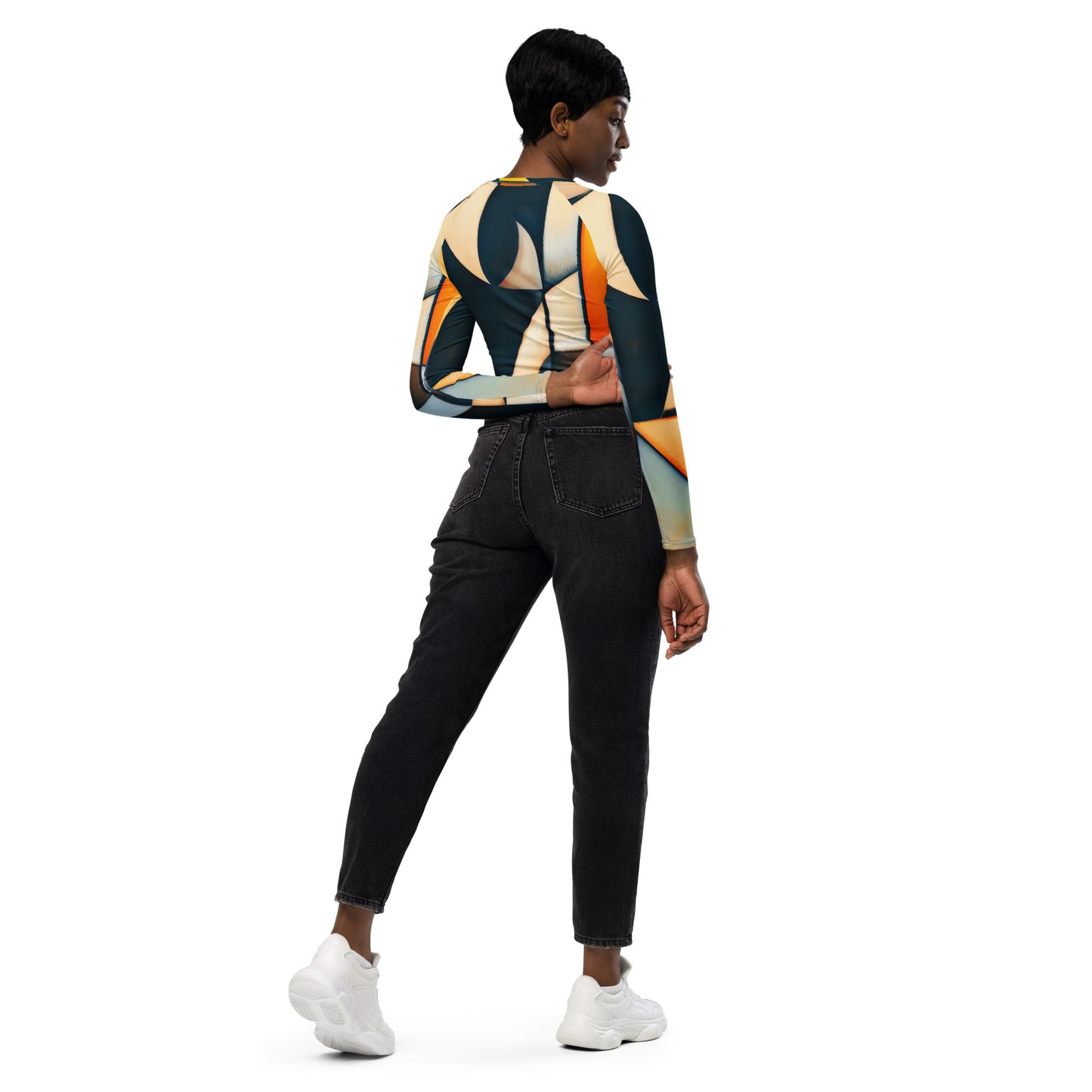 DMV 0433 Abstract Art Recycled long-sleeve crop top