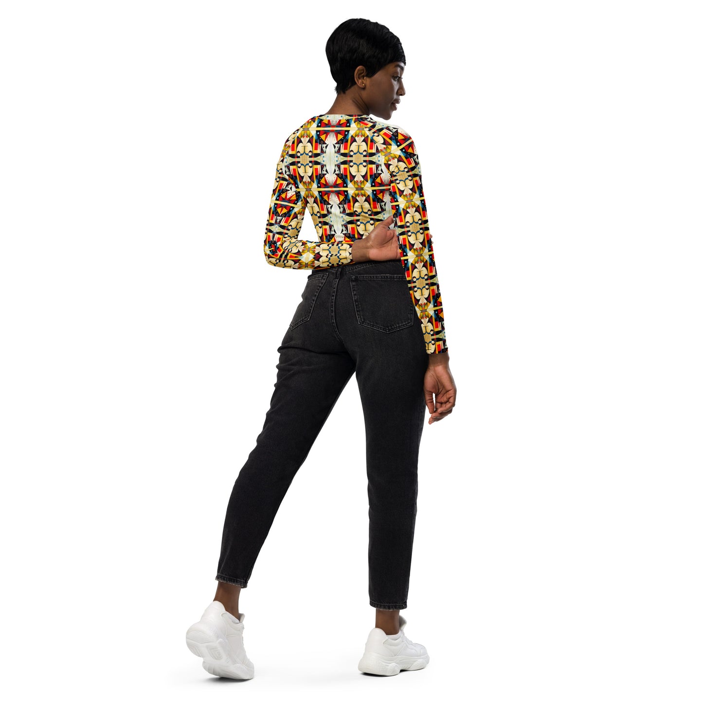 DMV 0517 Chic Boho Recycled long-sleeve crop top