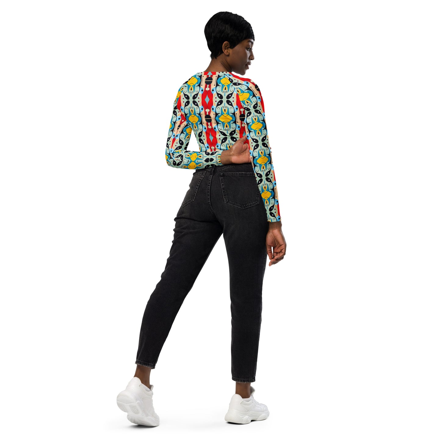 DMV 2027 Vintage Artsy Recycled long-sleeve crop top