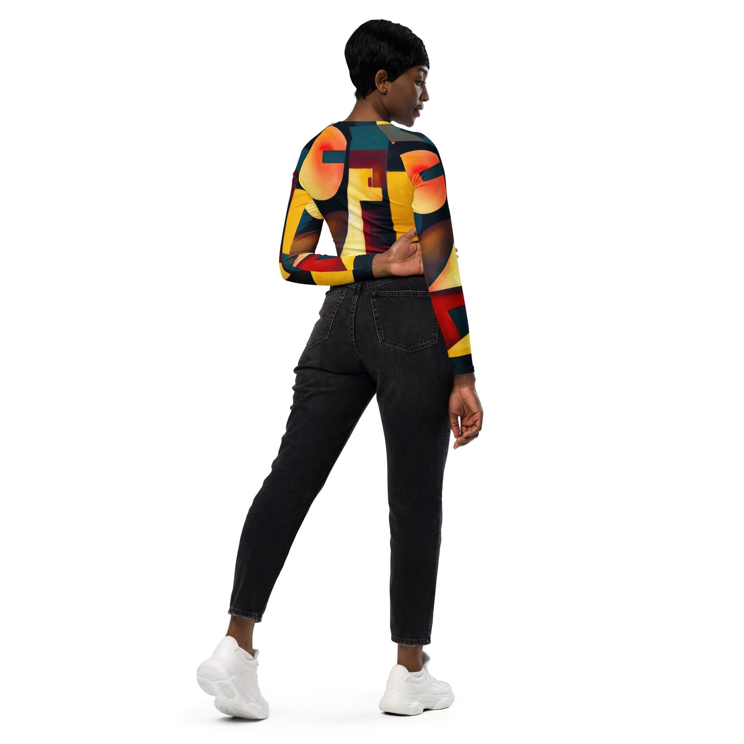 DMV 1913 Abstract Art Recycled long-sleeve crop top