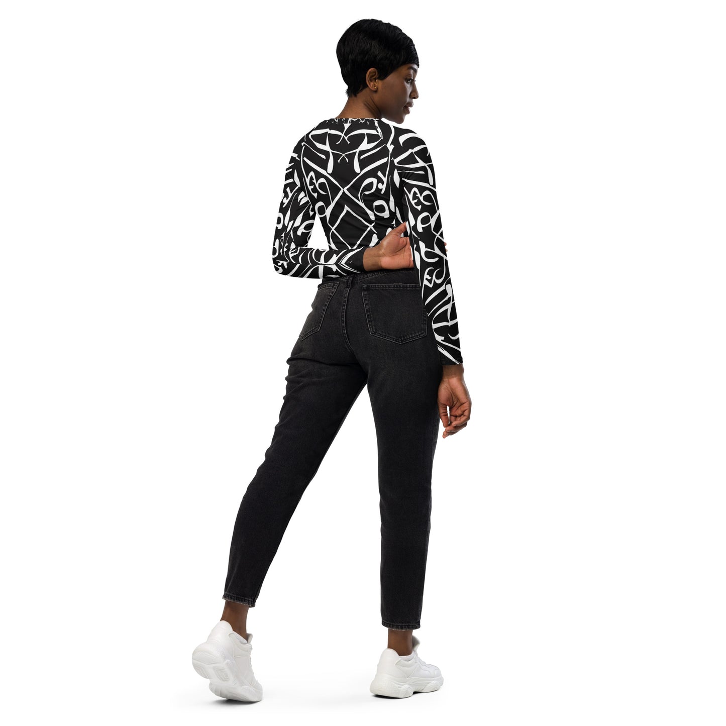 DMV 0318 Boho Recycled long-sleeve crop top