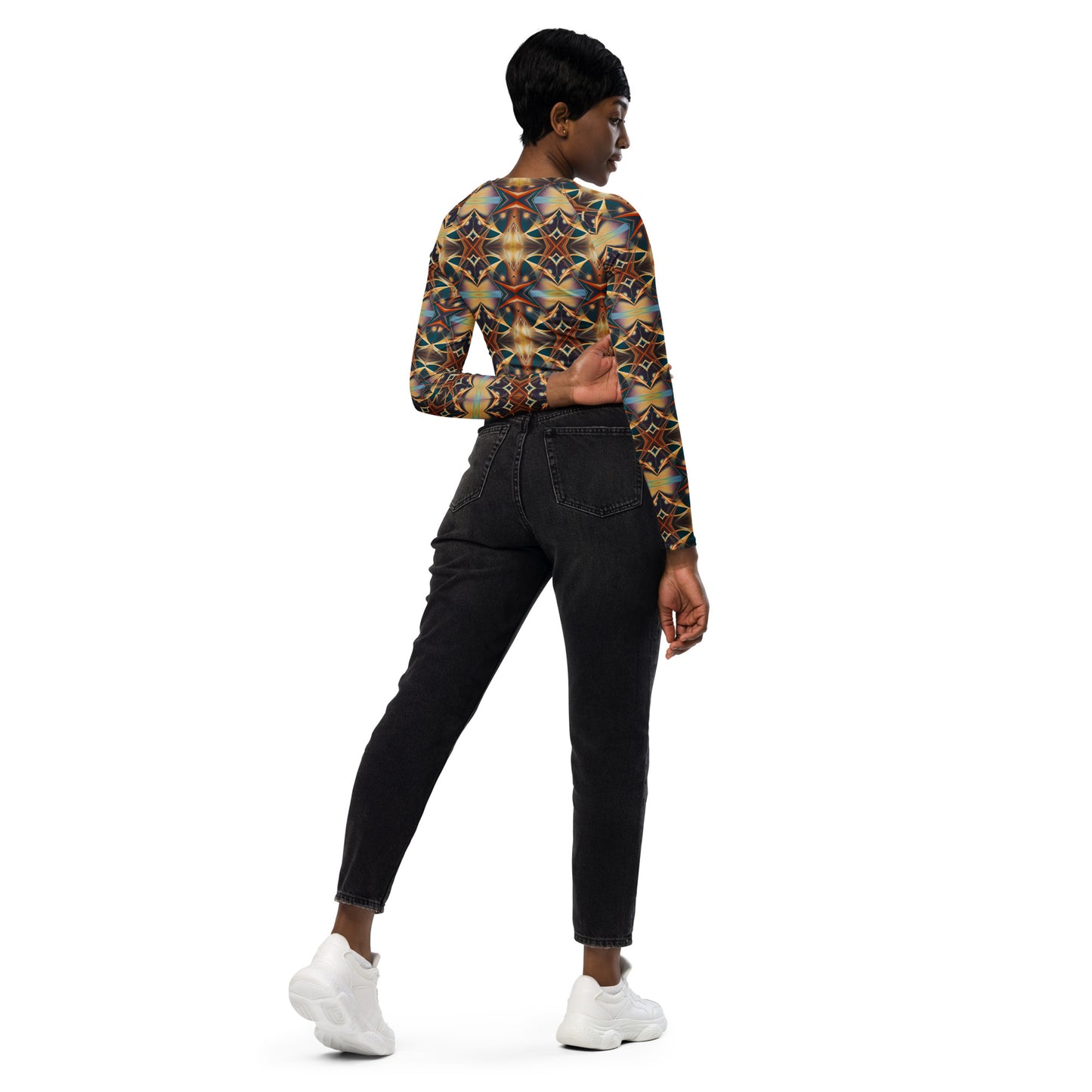 DMV 1968 Conceptual Artsy Recycled long-sleeve crop top