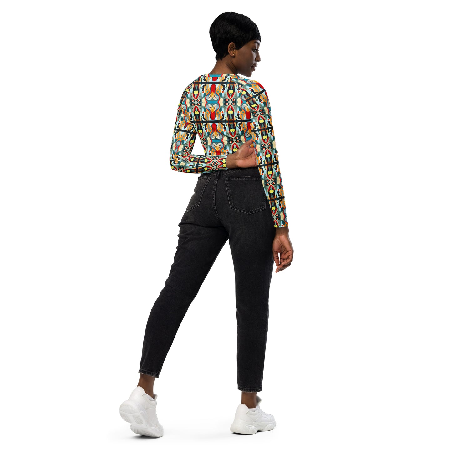 DMV 0361 Vintage Artsy Recycled long-sleeve crop top