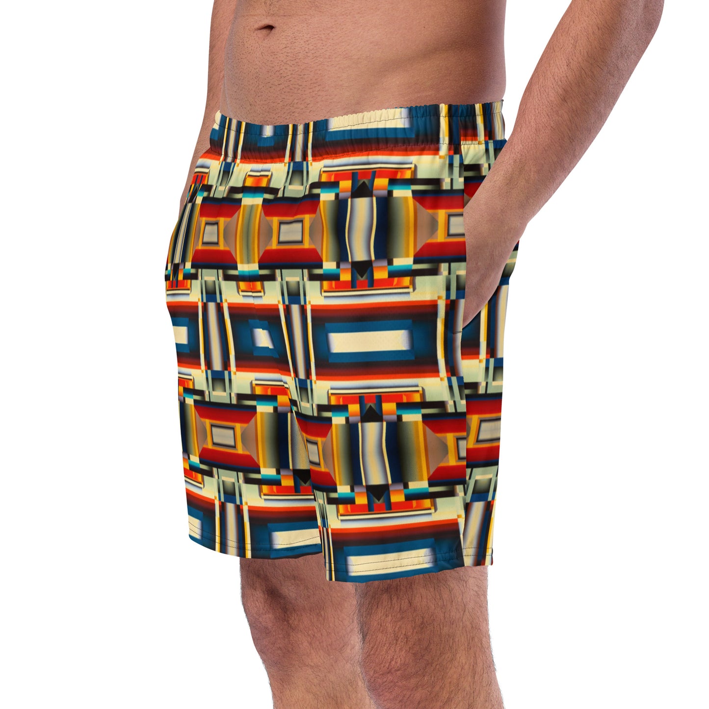 DMV 1510 Geo Boho All-Over Print Recycled Swim Trunks