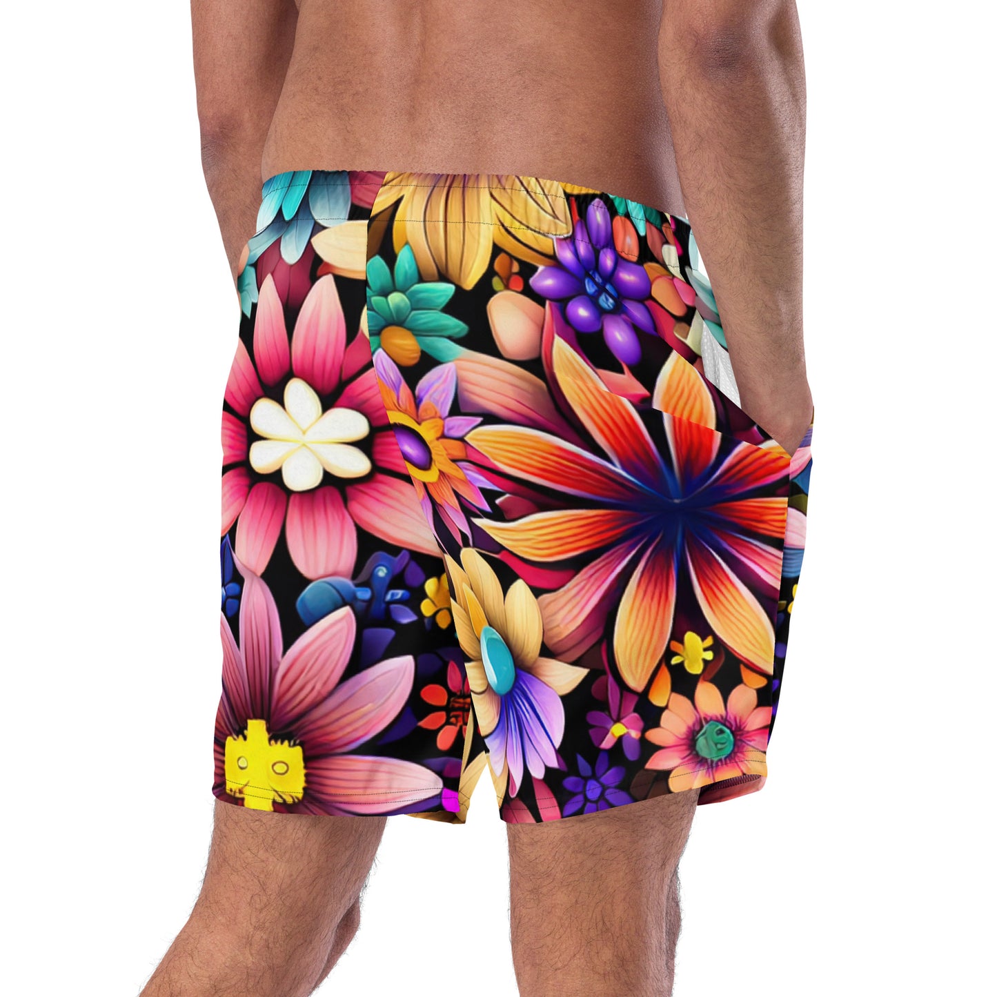 DMV 0265 Floral Men's swim trunks