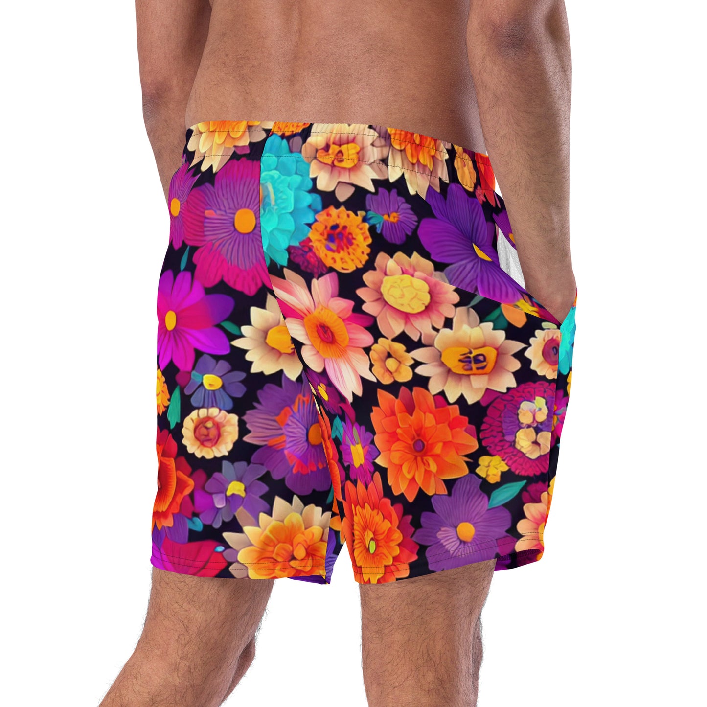 DMV 0192 Floral Men's swim trunks