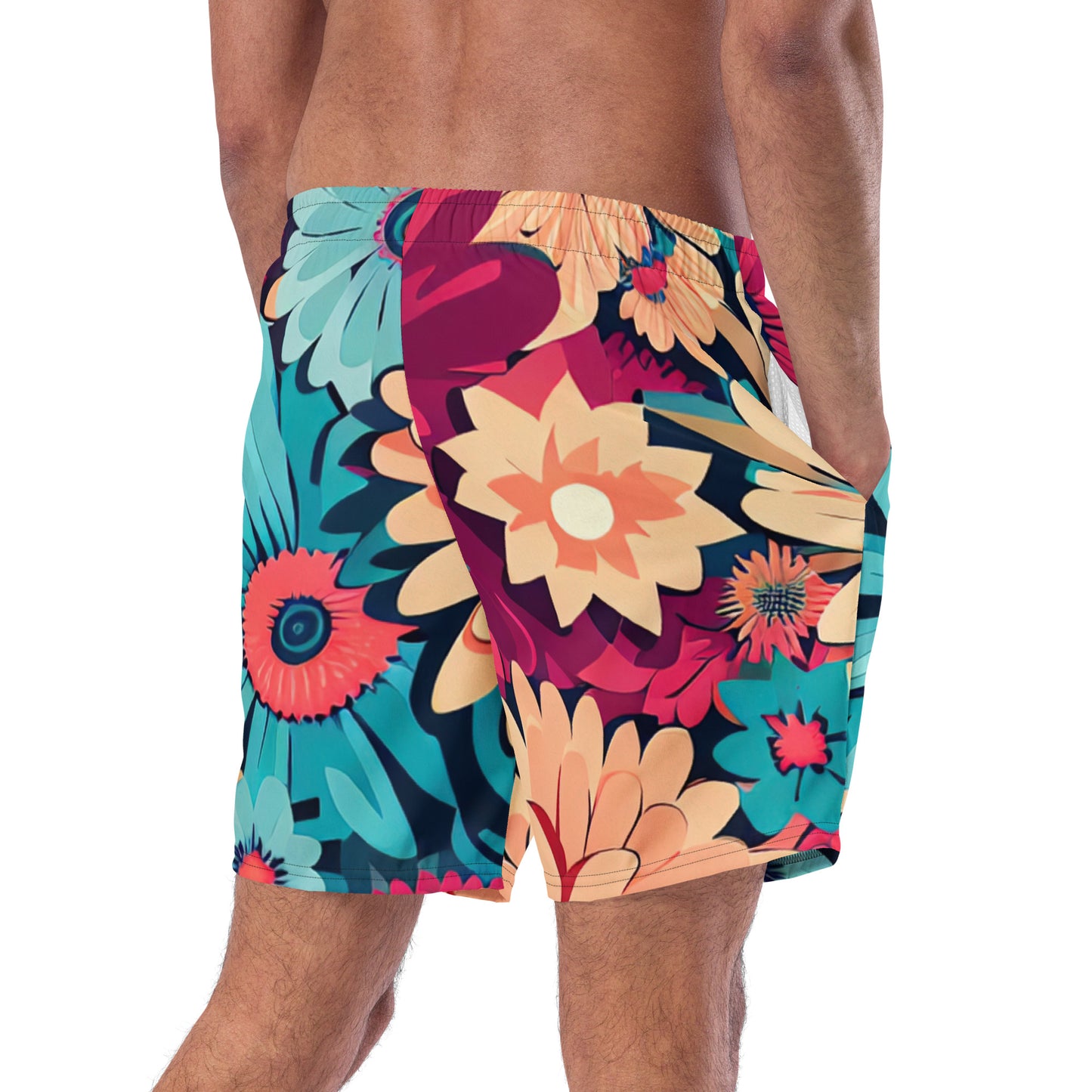 DMV 0293 Floral Men's swim trunks