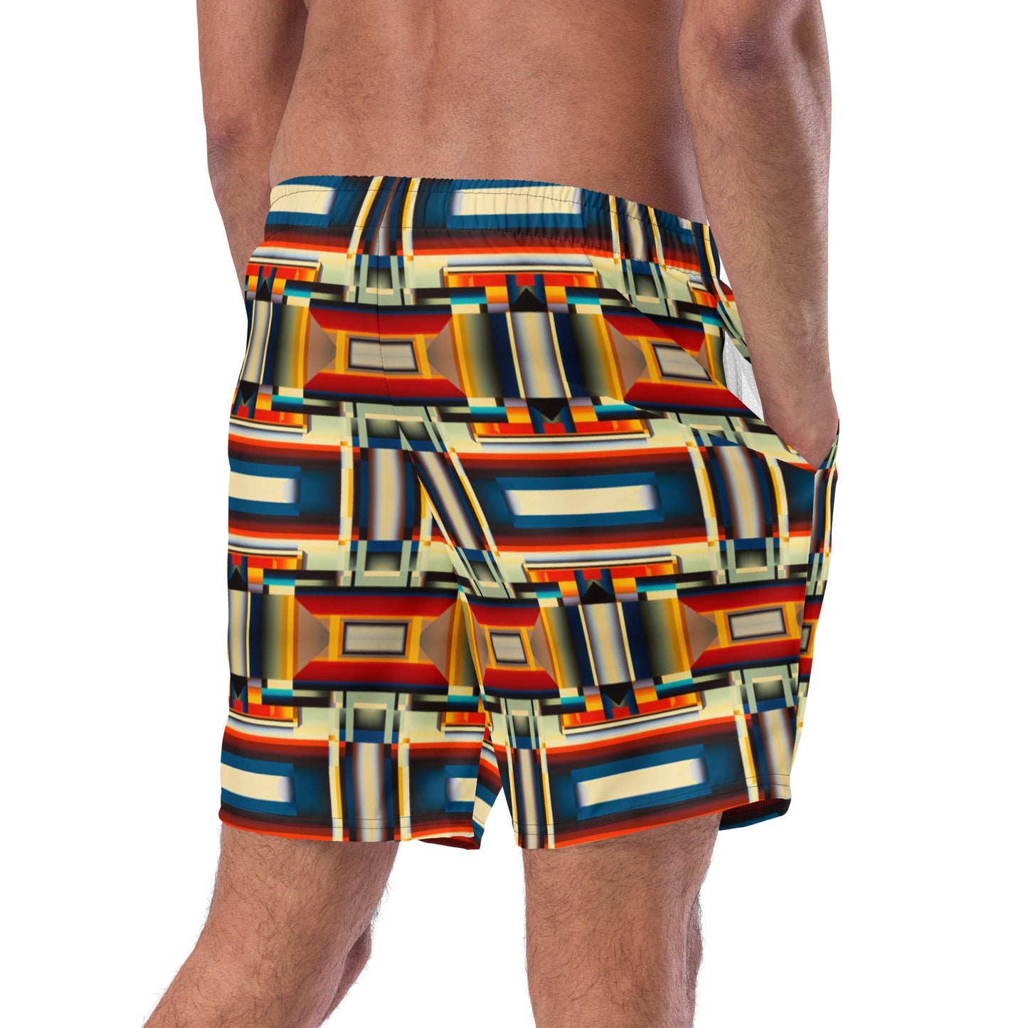 DMV 1510 Geo Boho All-Over Print Recycled Swim Trunks