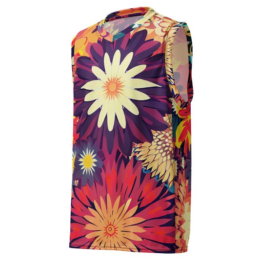 DMV 0097 Floral Recycled unisex basketball jersey