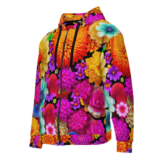 DMV 0238 Floral Unisex zip hoodie