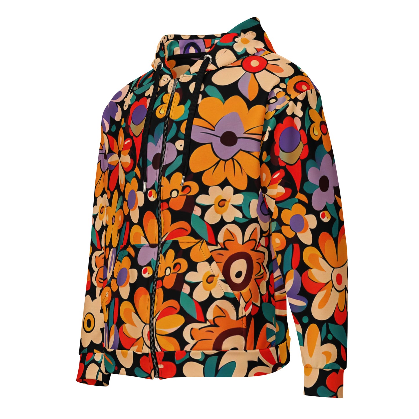 DMV 0029 Floral Unisex zip hoodie