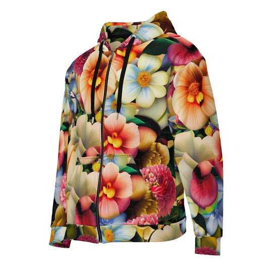 DMV 0088 Floral Unisex zip hoodie