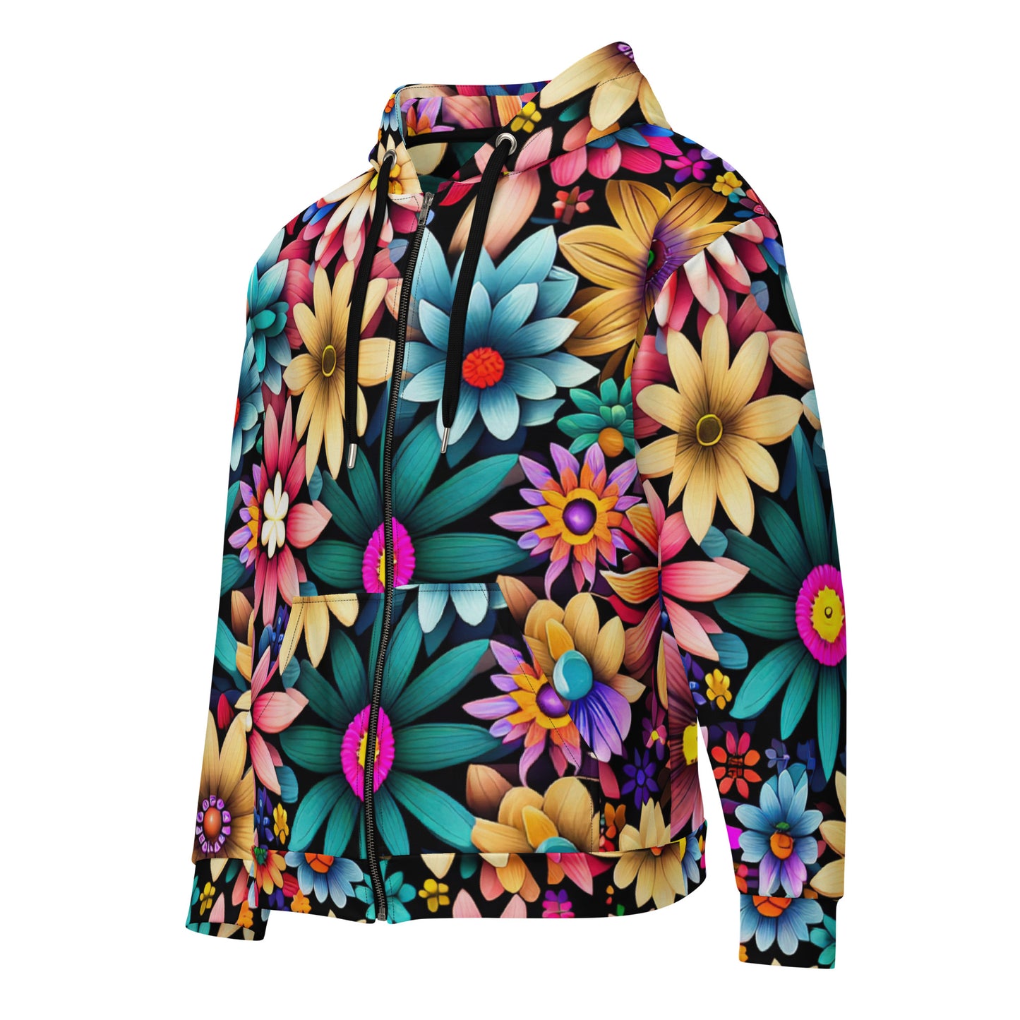 DMV 0265 Floral Unisex zip hoodie