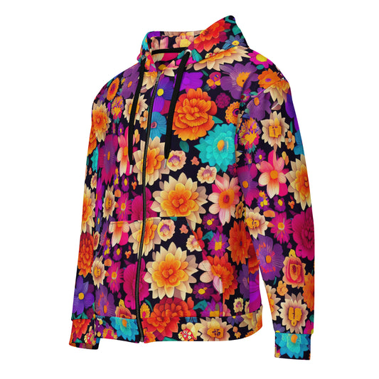 DMV 0192 Floral Unisex zip hoodie