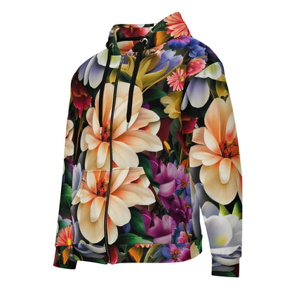 DMV 0664 Floral Unisex zip hoodie