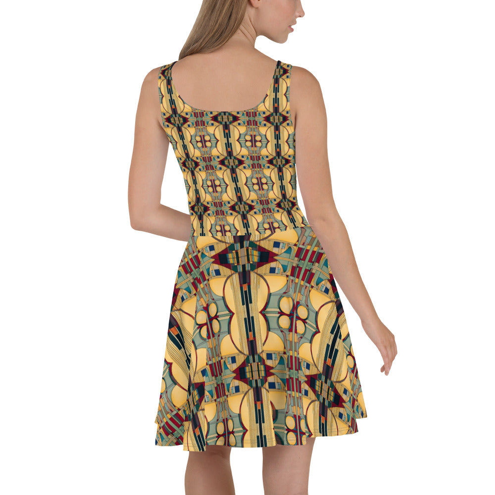 DMV 0224 Geo Boho Skater Dress