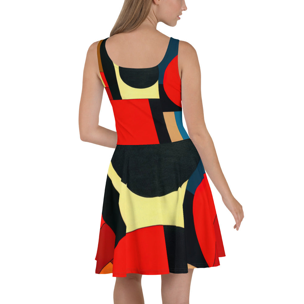 DMV 1351 Abstract Art Skater Dress