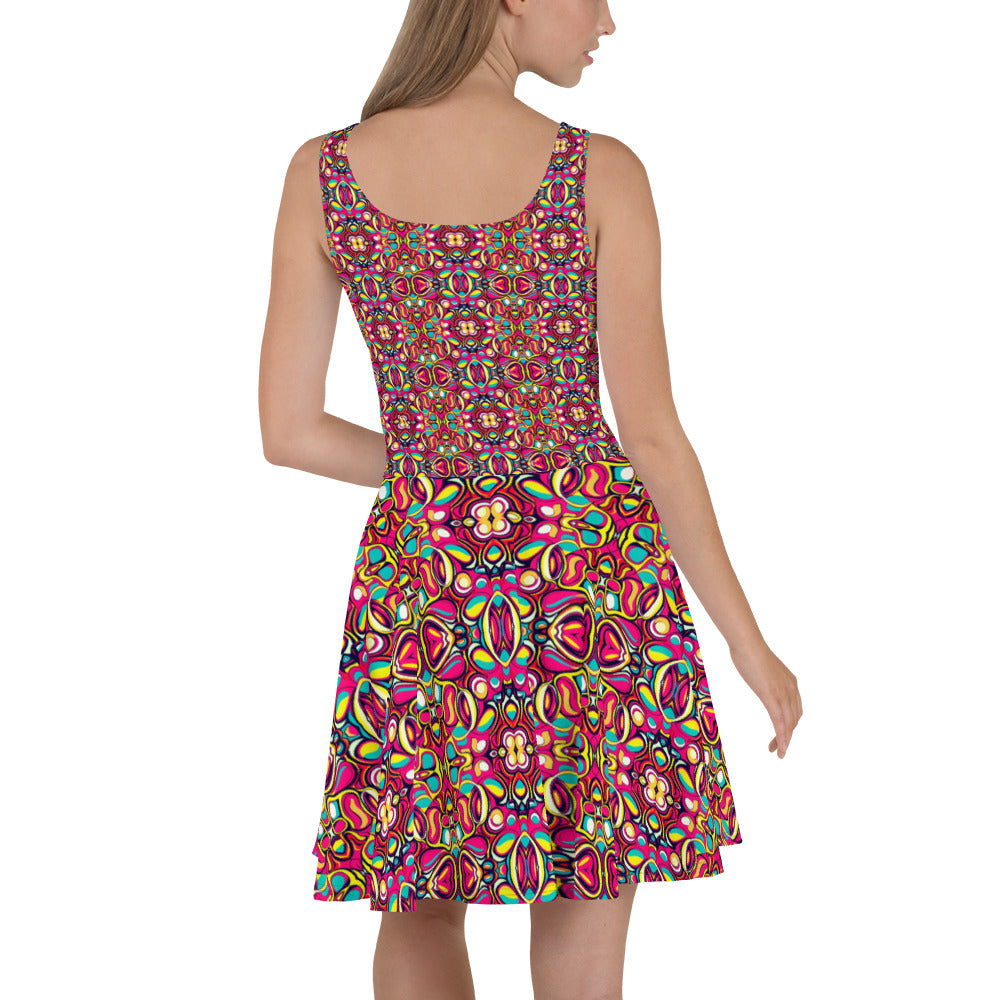 DMV 1077 Vintage Artsy Skater Dress