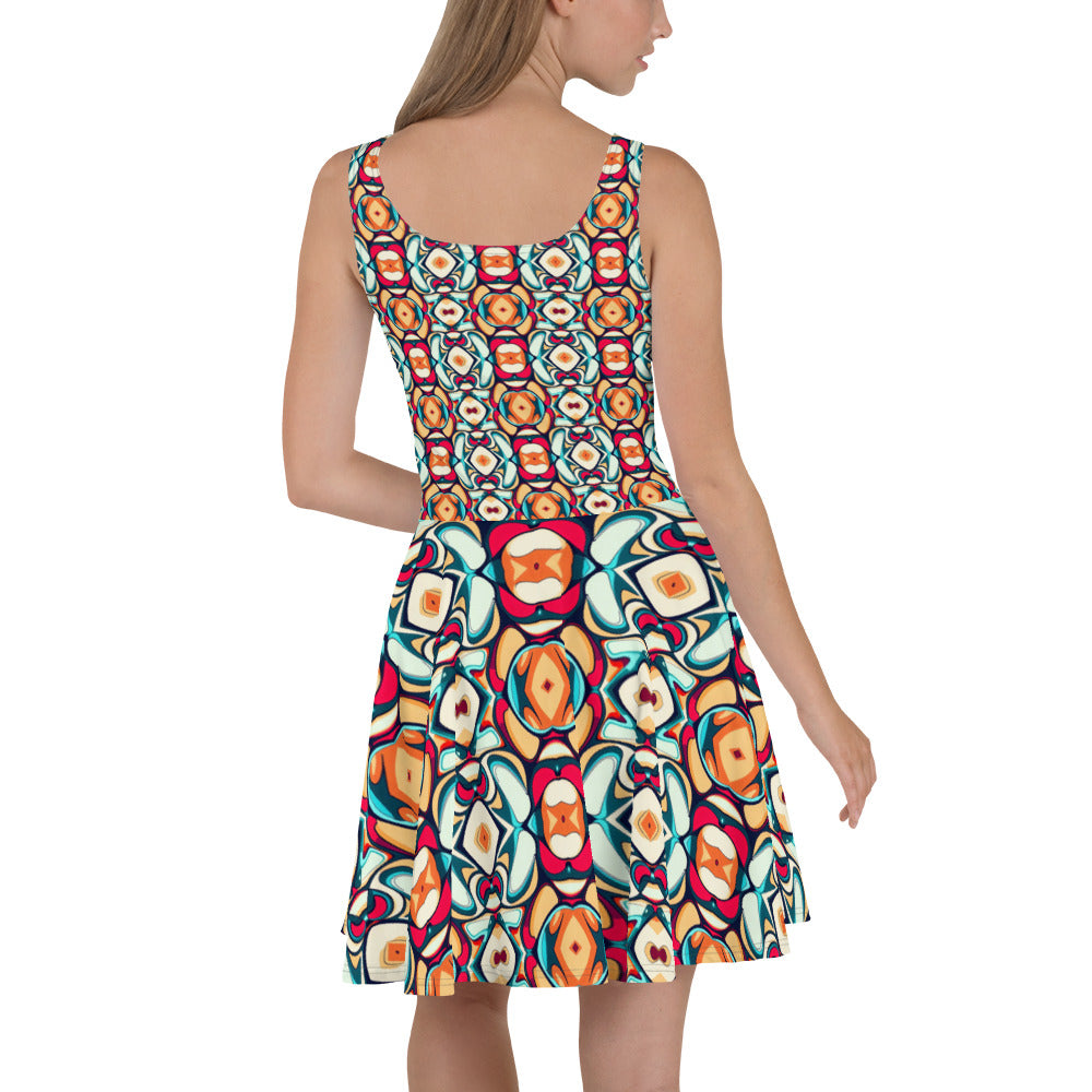 DMV 1281 Vintage Artsy Skater Dress