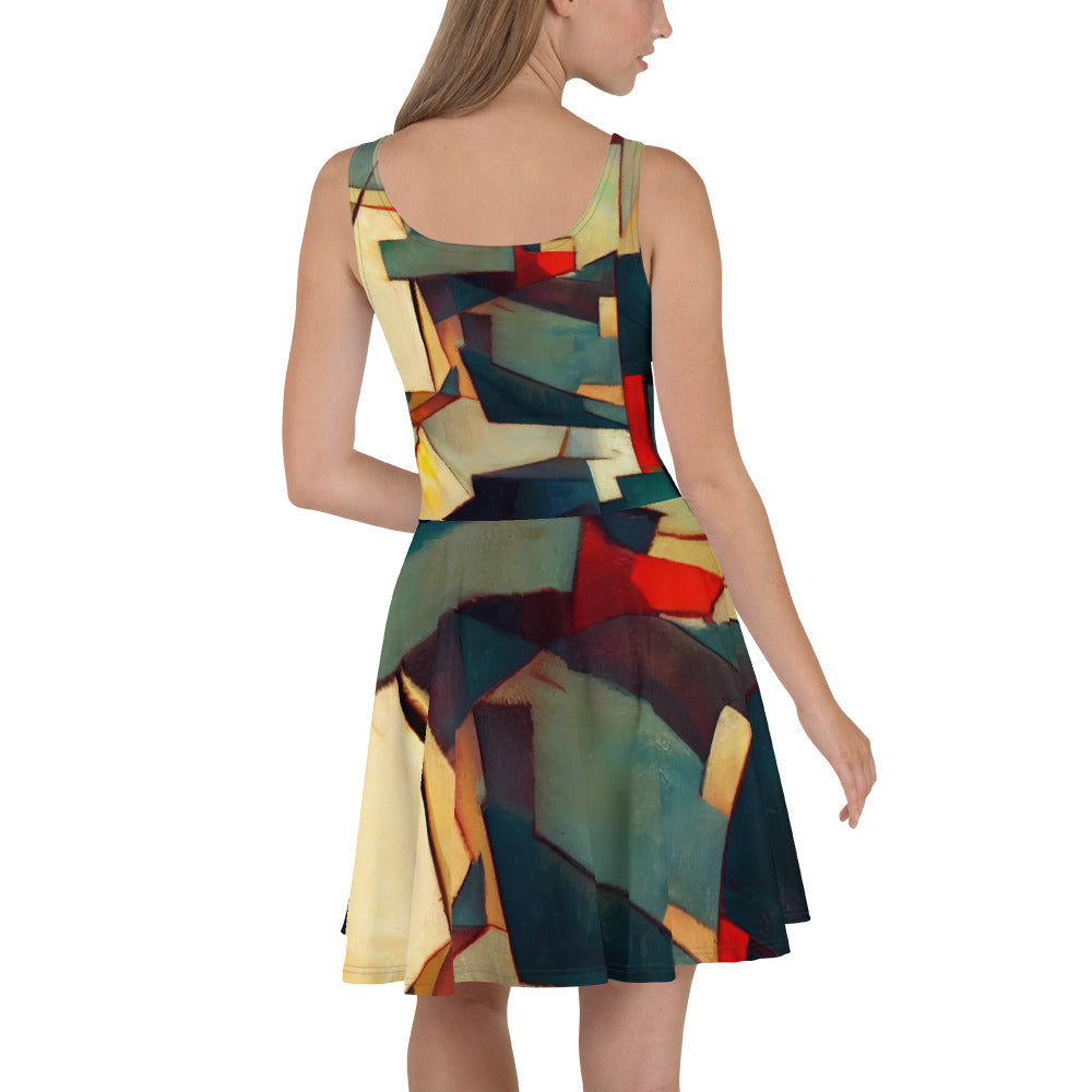 DMV 1671 Abstract Art Skater Dress