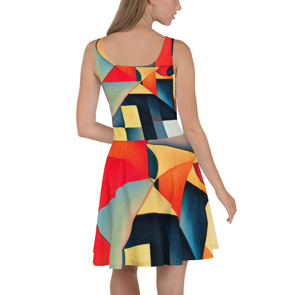 DMV 1617 Abstract Art Skater Dress