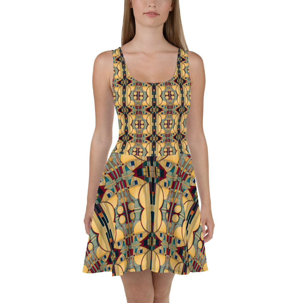 DMV 0224 Geo Boho Skater Dress