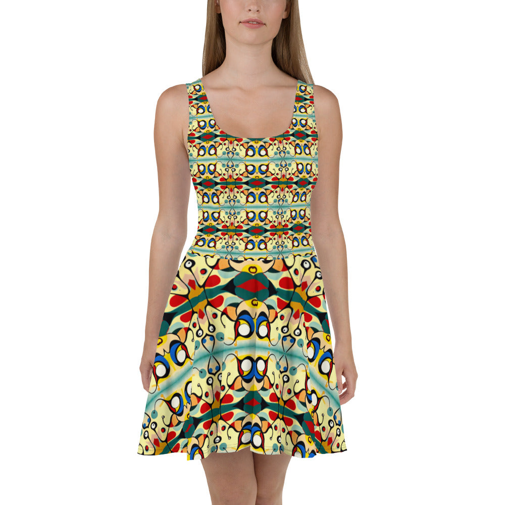 DMV 0405 Vintage Artsy Skater Dress