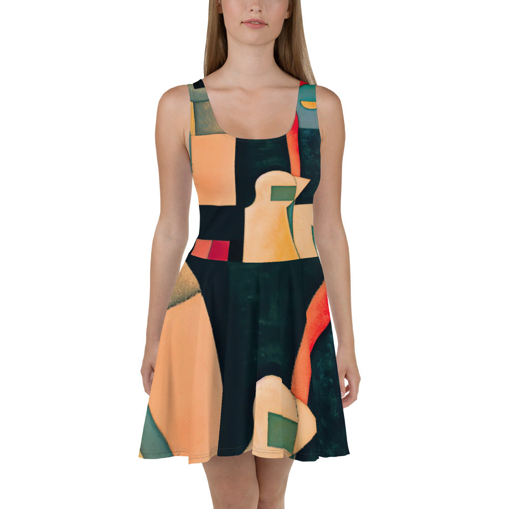 DMV 1344 Abstract Art Skater Dress