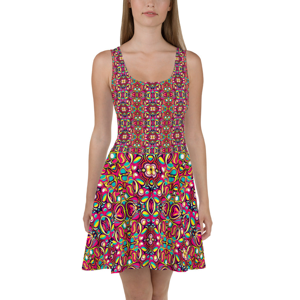 DMV 1077 Vintage Artsy Skater Dress