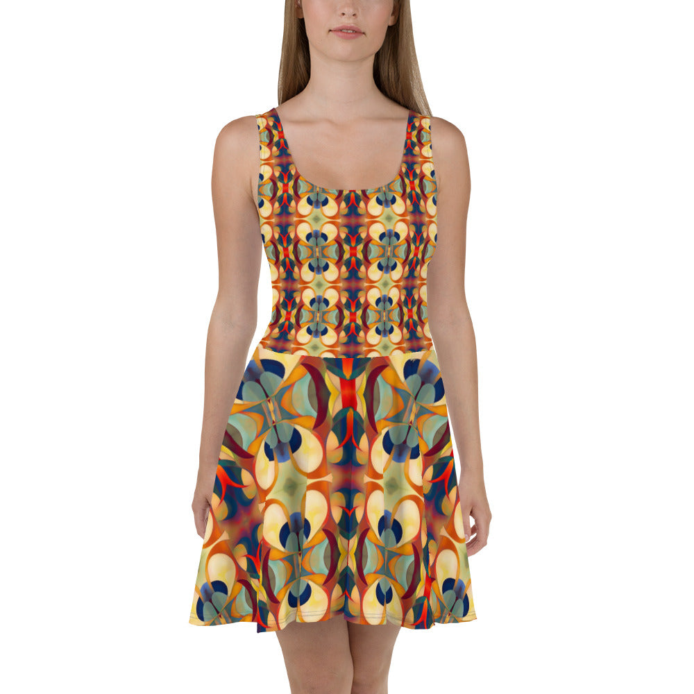 DMV 1572 Vintage Artsy Skater Dress