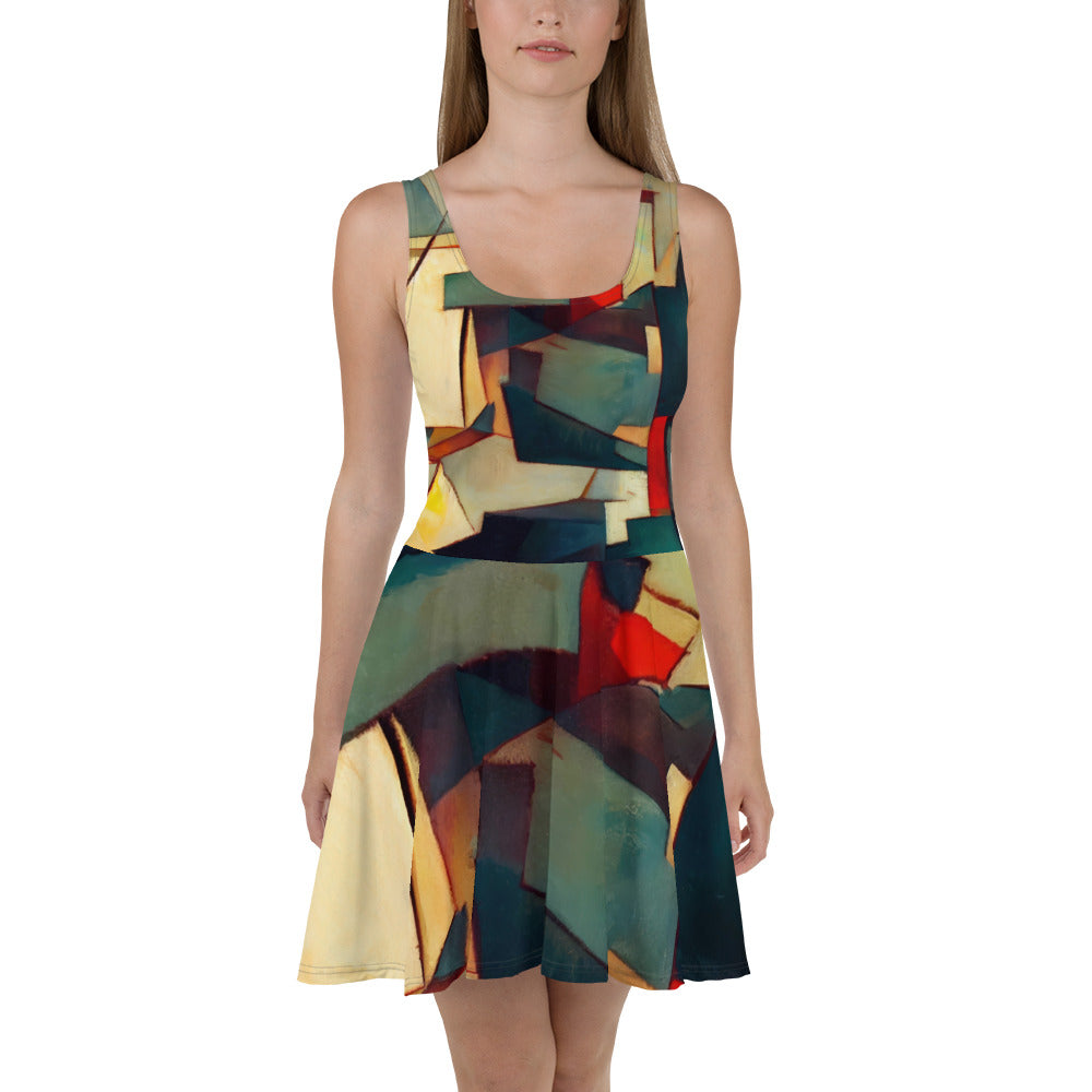 DMV 1671 Abstract Art Skater Dress