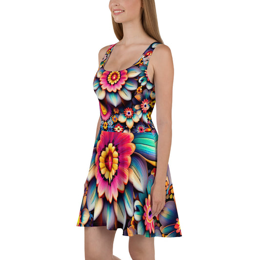 DMV 0219 Floral Skater Dress