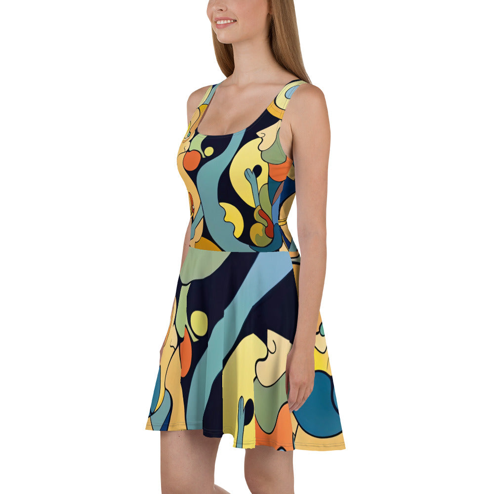 DMV 0242 Retro Art Skater Dress