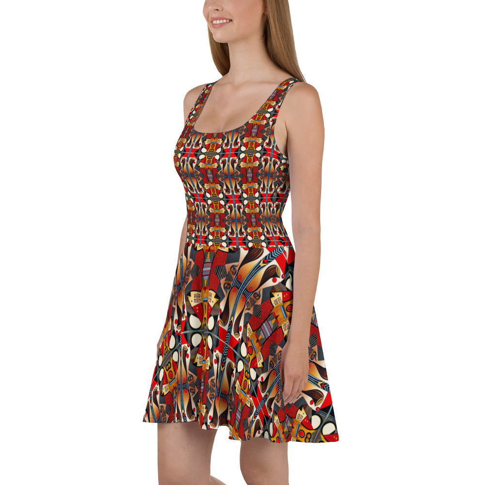 DMV 0208 Chic Boho Skater Dress