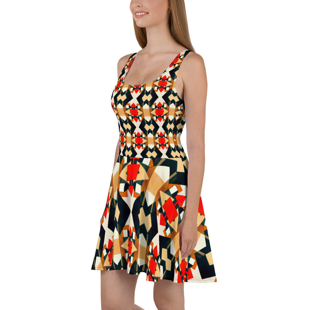 DMV 0138 Geo Boho Skater Dress