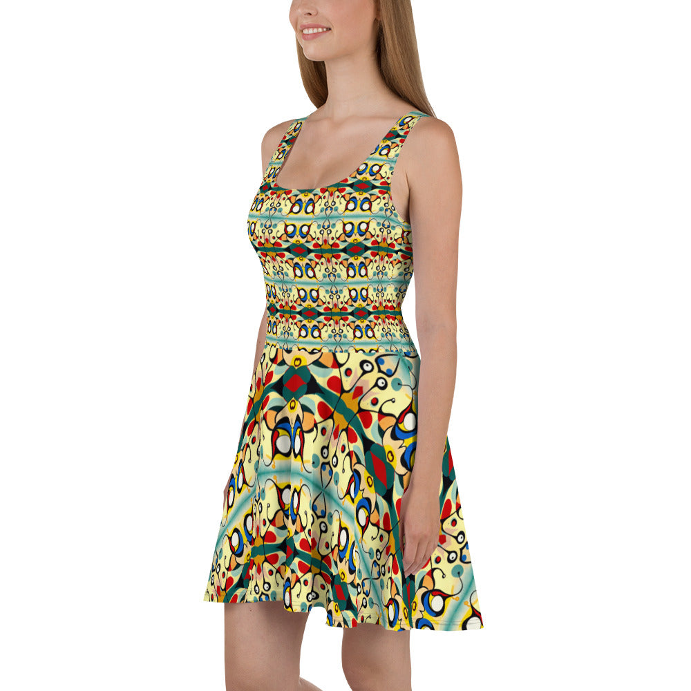 DMV 0405 Vintage Artsy Skater Dress