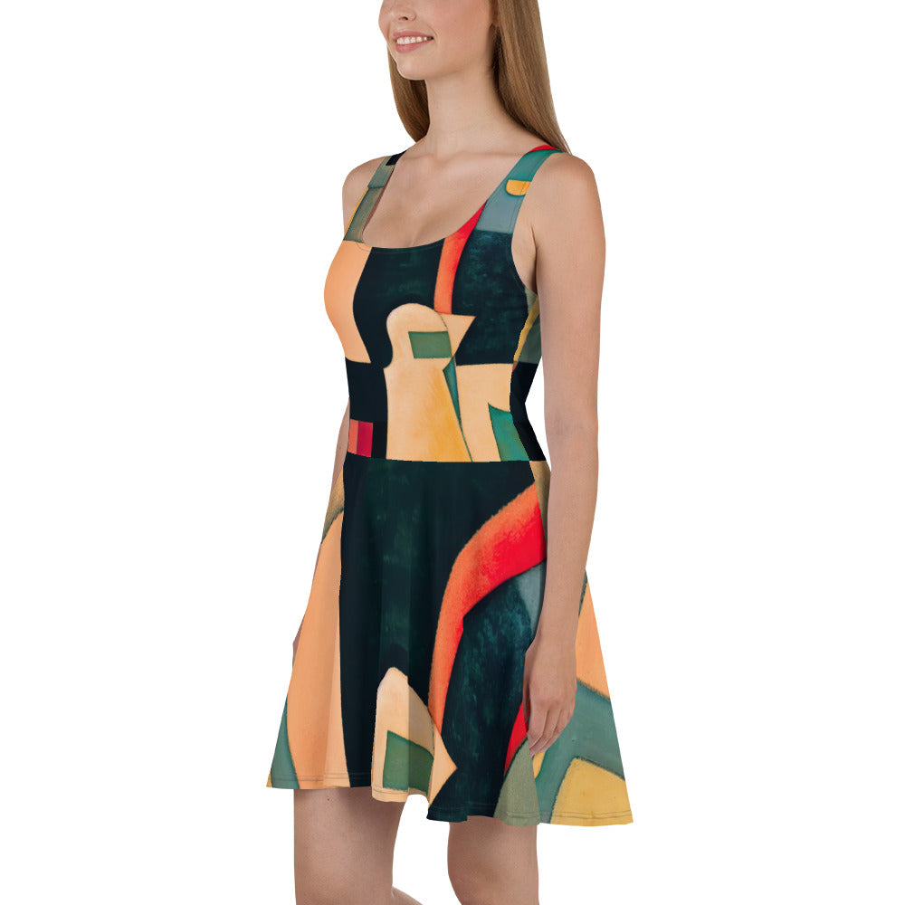 DMV 1344 Abstract Art Skater Dress