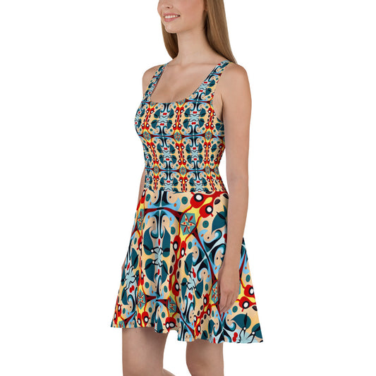 DMV 1430 Vintage Artsy Skater Dress